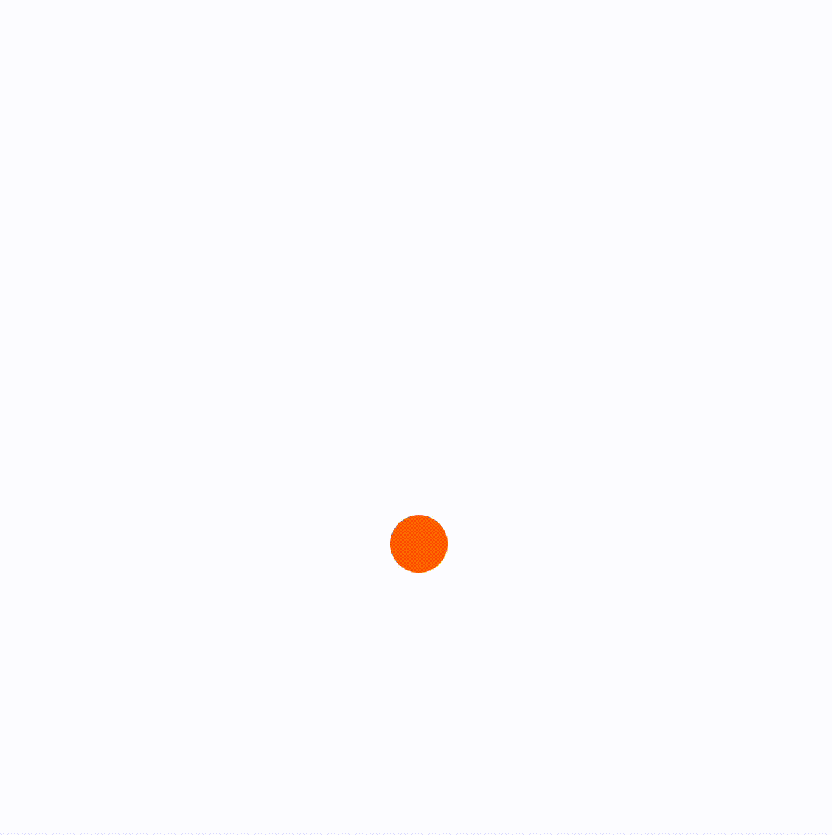 An orange particle which bounces up and down. It bounces to slightly lower heights each time.